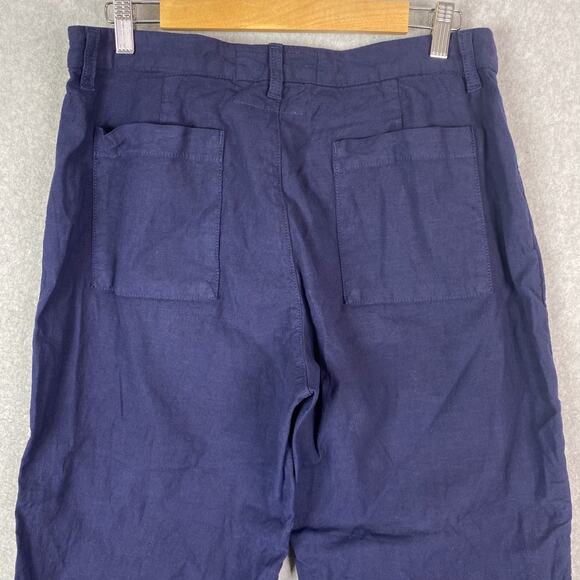 Frank & Eileen Womens 12 Navy Blue Kinsale Cotton Linen Blend Pants - Picture 6 of 9